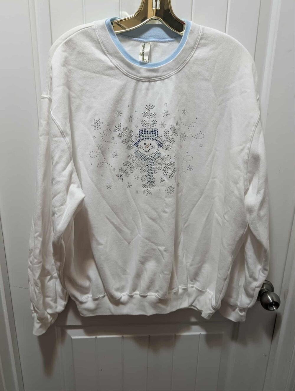 Decorated Originals Christmas Sweatshirt Women's XL White Snowmen Holiday